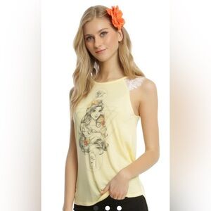 Disney Beauty And The Beast Belle Lace Sleeve Girls Tank Top SZ Small